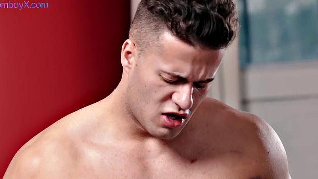 College uniform femboy with glasses gets ass fucked