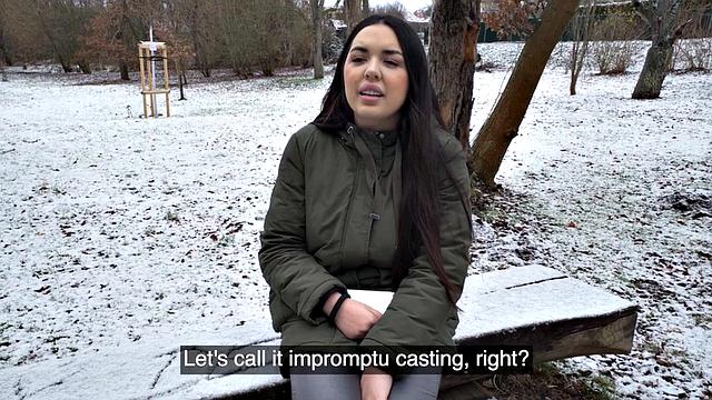 Amateur Czech busty babe fucked for cash after casting