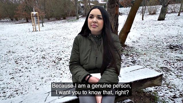 Amateur Czech busty babe fucked for cash after casting