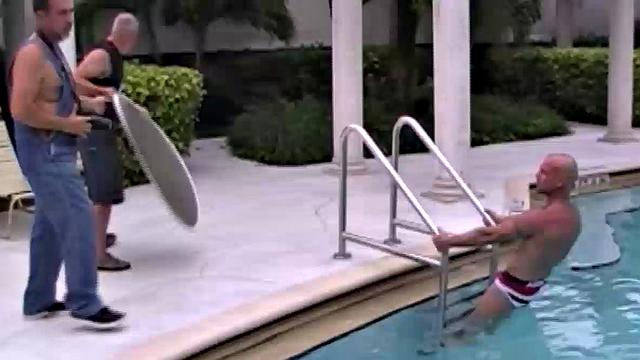 Take a front row seat at Club Ft. Lauderdale and watch as Victor Cody films "Pool Pounding" for barebackmedaddy.com.