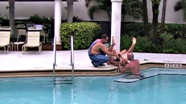 Take a front row seat at Club Ft. Lauderdale and watch as Victor Cody films "Pool Pounding" for barebackmedaddy.com.