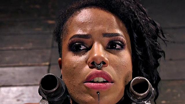 Piercedpussy Ebony teaches BDSM lesson with iron sex tool