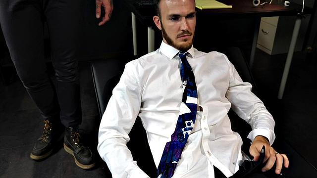 Mesmerized boss barebacks stud in office