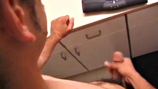 Marcus slips away to the bathroom with his laptop for private time.