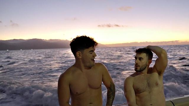 Amateur jock fucks and throats after yachting trip in 4some