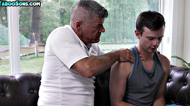 Taboo stepdad fingers stepson's ass and gets cockwanked