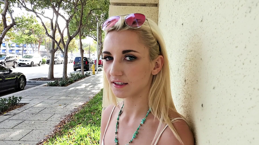 Blonde with glasses fucks in public outdoors