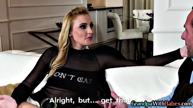 Lucky old zaddy ramming blonde cutie