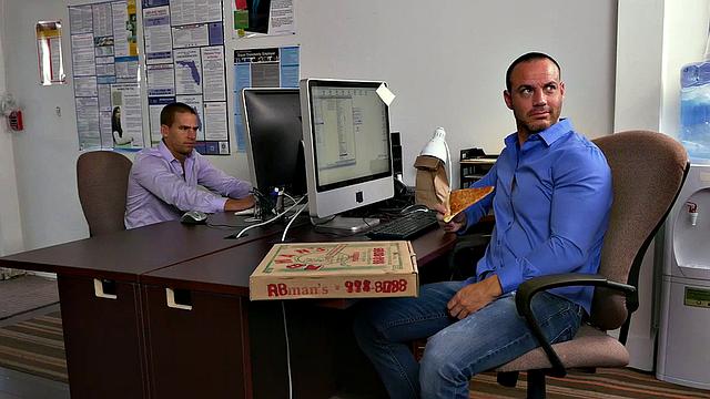 Kinky boss pleasures her man's ass before a wild office threesome