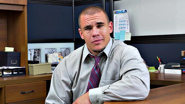 Kinky boss pleasures her man's ass before a wild office threesome