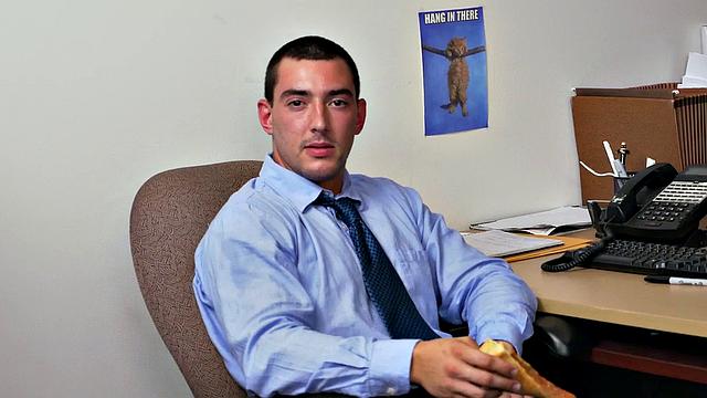 Kinky boss pleasures her man's ass before a wild office threesome