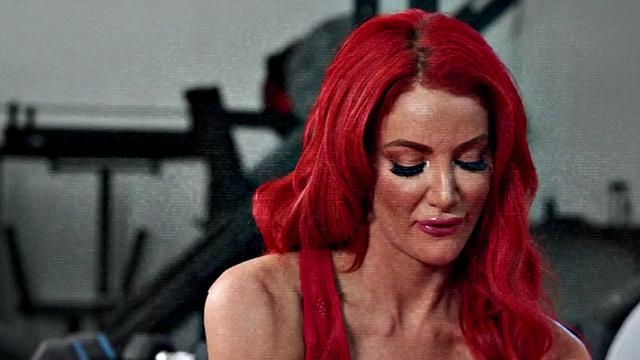 Redhead cougar sucks shaft before plowed by guy in gym