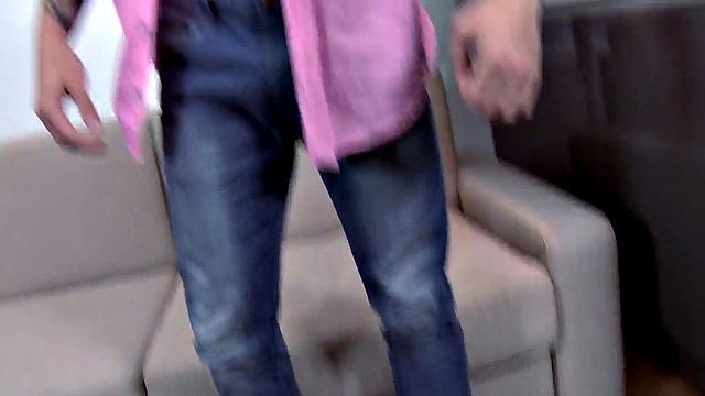 Intense POV casting with tattooed dude taking it up the ass and cumming