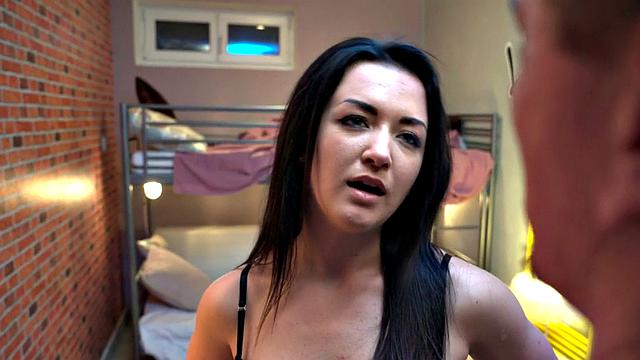 Big booty babe sucks cock and gets fucked by hostel manager