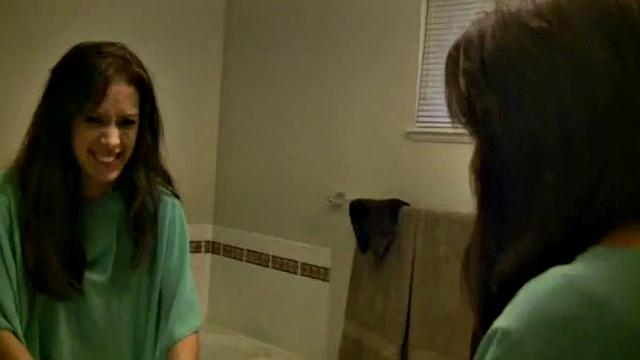 Horny slut sucking on hard dick on stairwell