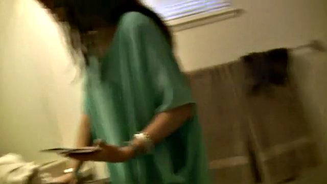 Horny slut sucking on hard dick on stairwell