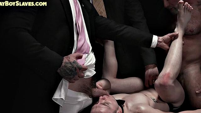 Petite subject rimmed and fucked in 3way by DILFS