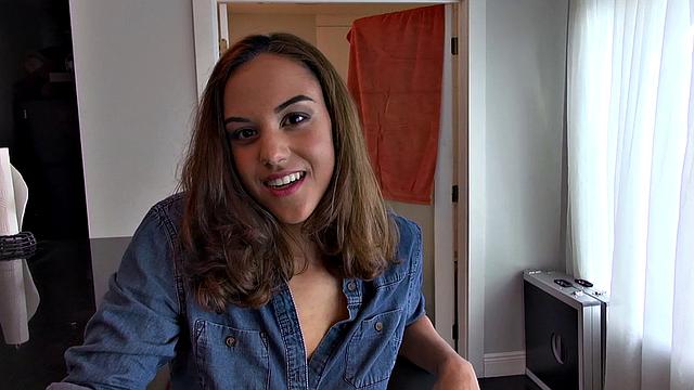 Kinky babe with small tits takes it doggy-style & reverse cowgirl in her bald pussy