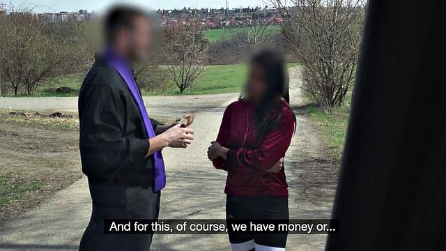 Big titted babe fucked in the van by priest