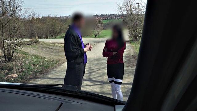Big titted babe fucked in the van by priest
