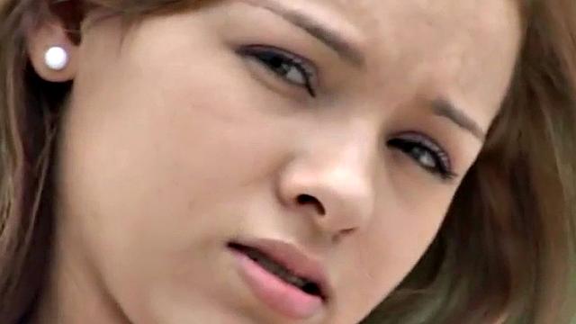 Poolside teen babe fingers herself