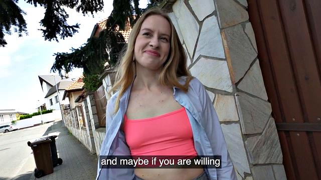 Public beauty fucked by big white dick in wet pussy