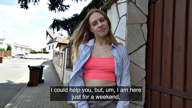 Public beauty fucked by big white dick in wet pussy