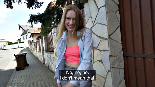 Public beauty fucked by big white dick in wet pussy