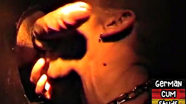 German amateur gay sucks gloryhole cock till facial