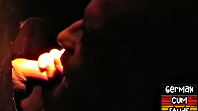 German amateur gay sucks gloryhole cock till facial