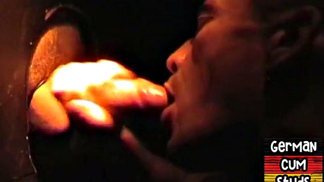 German amateur gay sucks gloryhole cock till facial