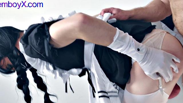 Maid lavenderboy fucked in skinny ass by DILF