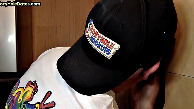 Gloryhole DILF sucks fat black dick with his eager mouth