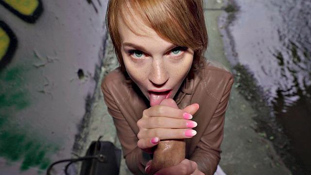 Redhead gets fucked in a tunnel