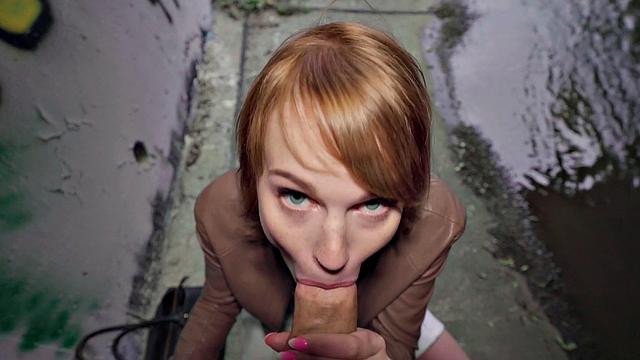 Redhead gets fucked in a tunnel