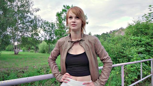 Redhead gets fucked in a tunnel