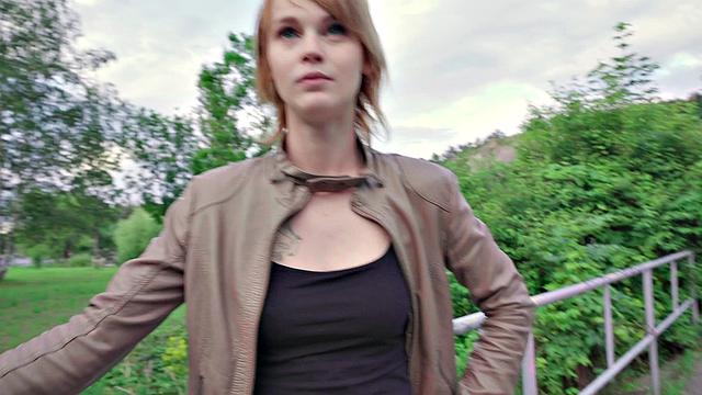 Redhead gets fucked in a tunnel