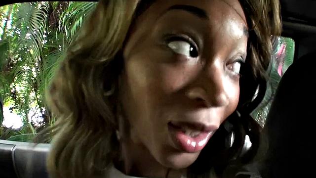 Ashton's tight ass takes a wild ride in car POV