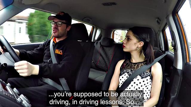 Tattooed brunette minx gets her tight pussy pounded in the backseat