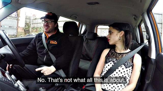 Tattooed brunette minx gets her tight pussy pounded in the backseat