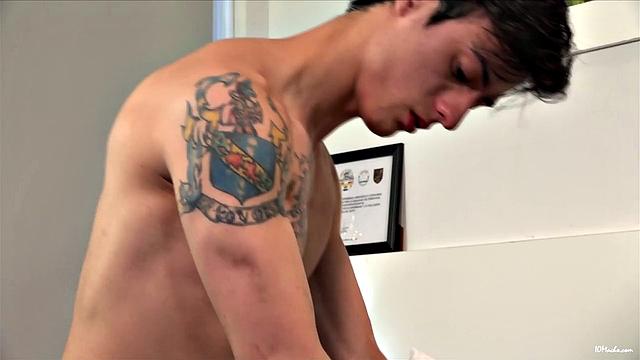 Sly gets Alejo on his bed and then moves in to get things started. It isn't long before he's enjoying the warm and moist lips of his bottom, as Alejo sucks his big uncut cock.