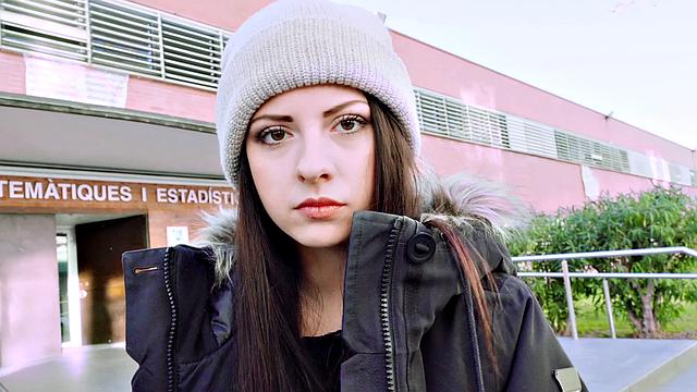 Italian Cutie Rides Dick At School & Gets Pounded Doggy Style