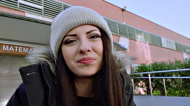 Italian Cutie Rides Dick At School & Gets Pounded Doggy Style