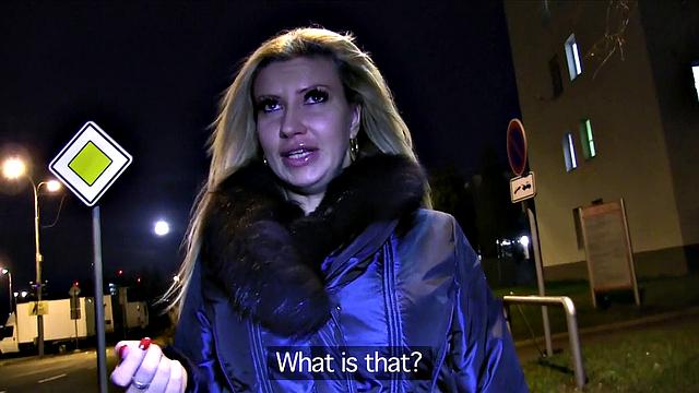 Big Boobs in thong gets a deepthroat & cumshot in park, POV style!