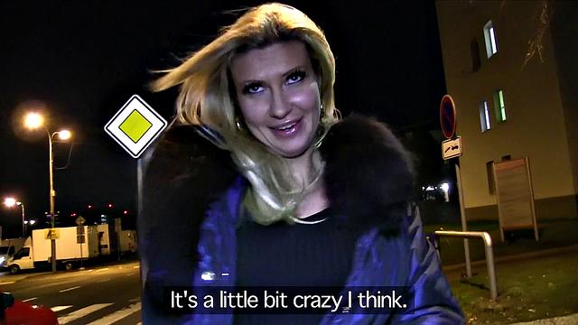 Big Boobs in thong gets a deepthroat & cumshot in park, POV style!