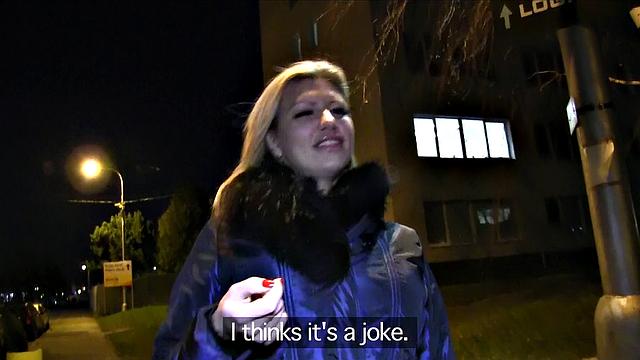 Big Boobs in thong gets a deepthroat & cumshot in park, POV style!