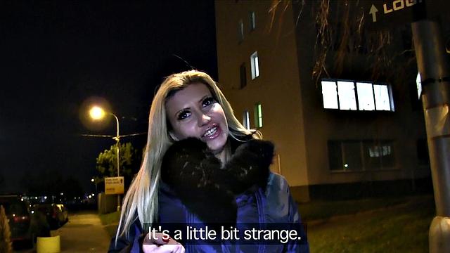 Big Boobs in thong gets a deepthroat & cumshot in park, POV style!