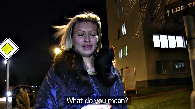 Big Boobs in thong gets a deepthroat & cumshot in park, POV style!