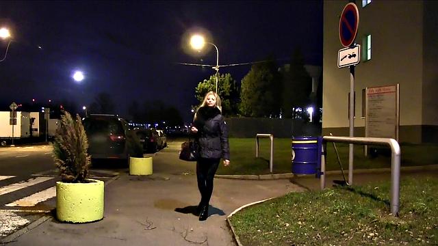 Big Boobs in thong gets a deepthroat & cumshot in park, POV style!