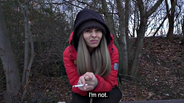 Euro hottie with big tits gets her trimmed pussy pounded before getting a titjob in return